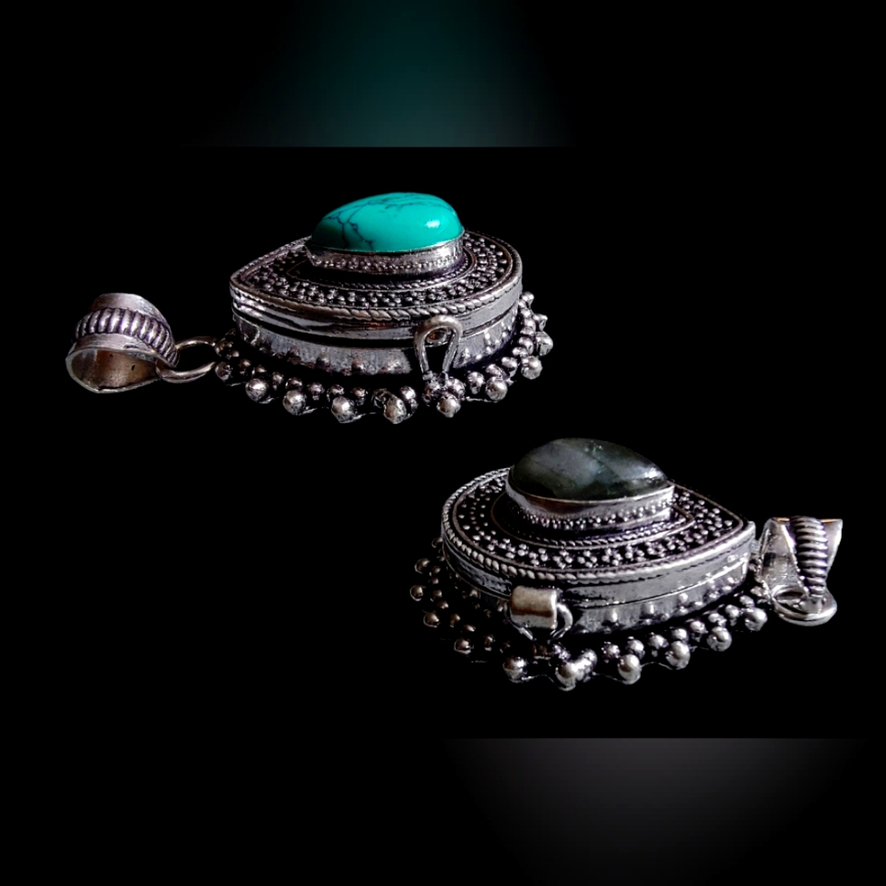 925 Sterling Silver Plated Large Bohemian Bali Lockets